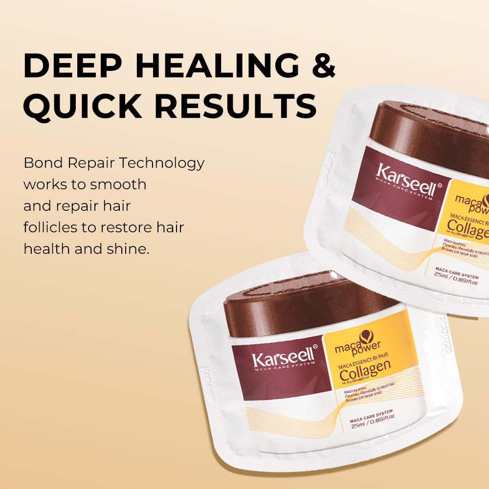 Karseell collagen mask being applied for deep conditioning and hydration.
