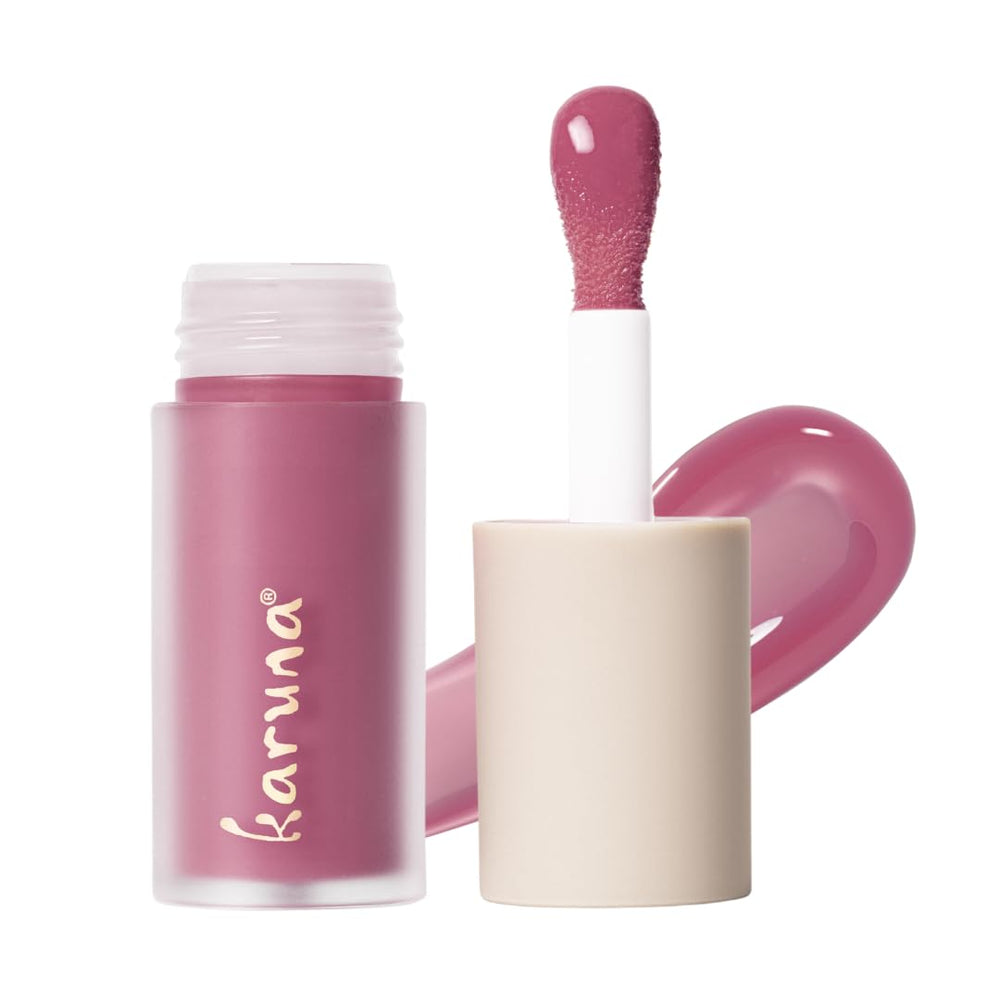 Karuna Dream Tinted Lip Oil bottle close-up showing hydrating, non-sticky color.