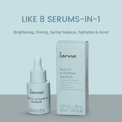 Karuna Skin day night serum application close-up shows even coverage for morning and evening care.