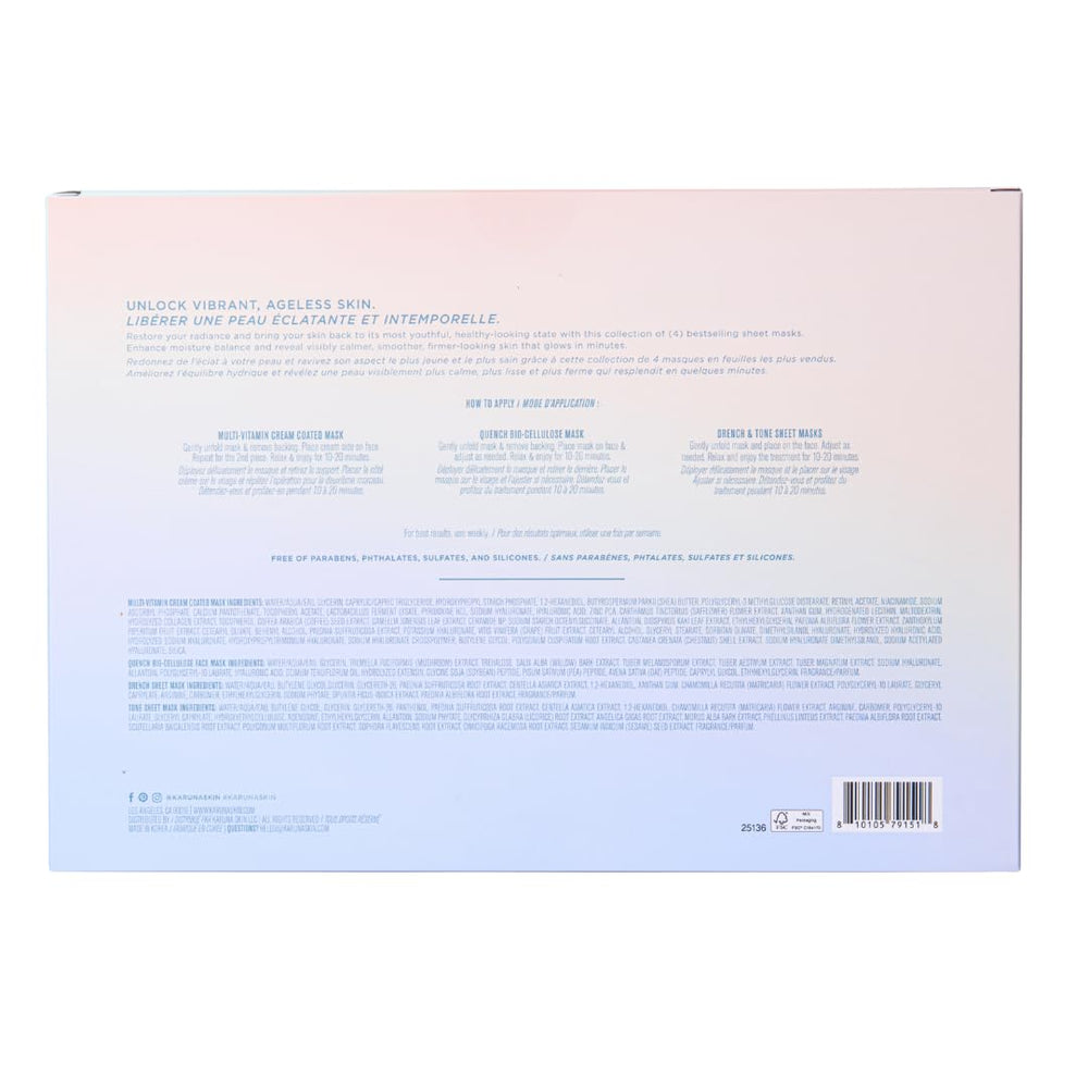 Karuna Tone mask from the Ultimate Set balances uneven tone for smoother texture.