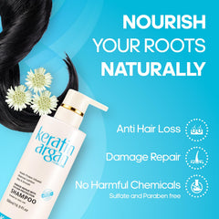 Karvannall Keratin Shampoo ingredients close-up featuring keratin and argan oil for smooth results