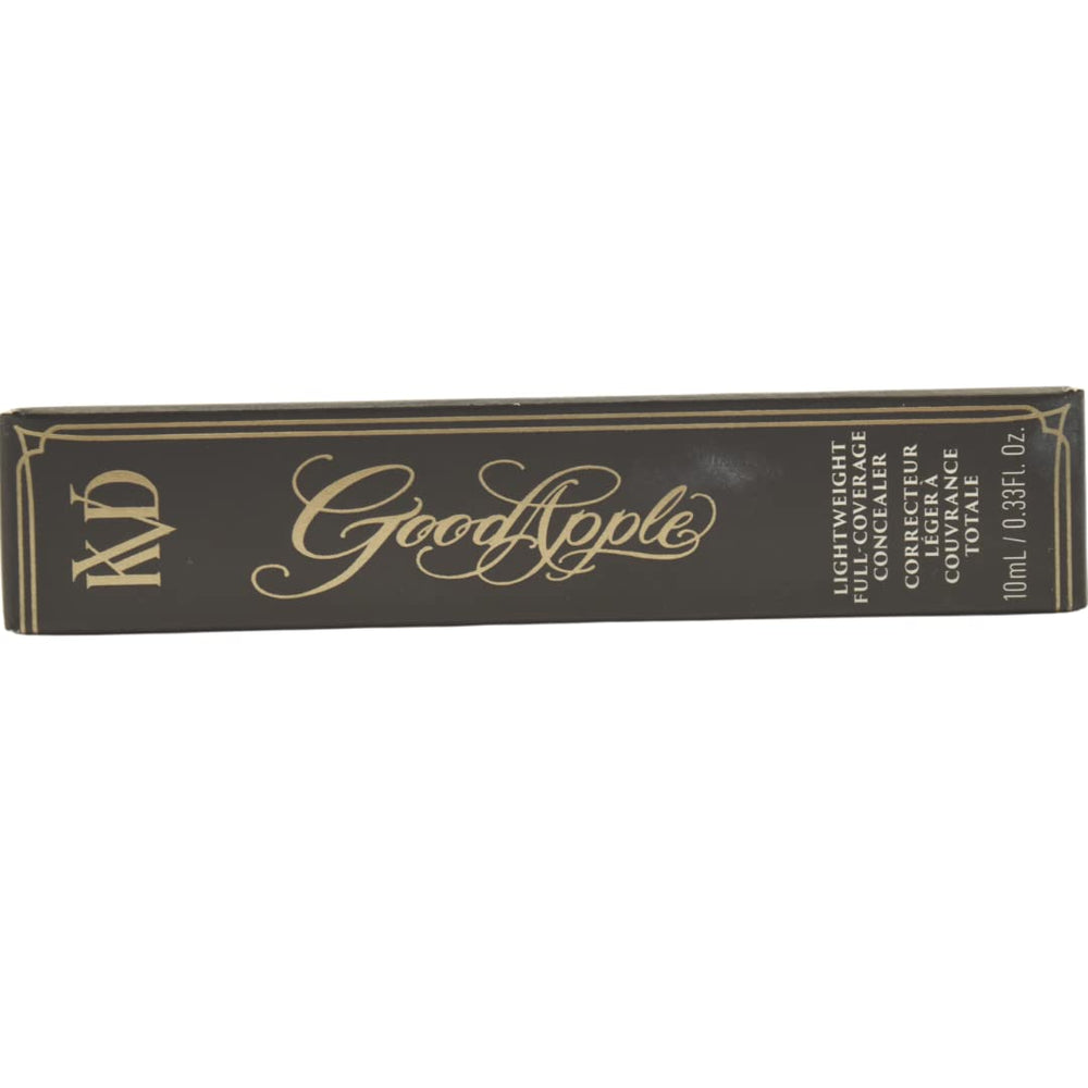Application close-up of Kat Von D Good Apple Light 103 for easy blending.