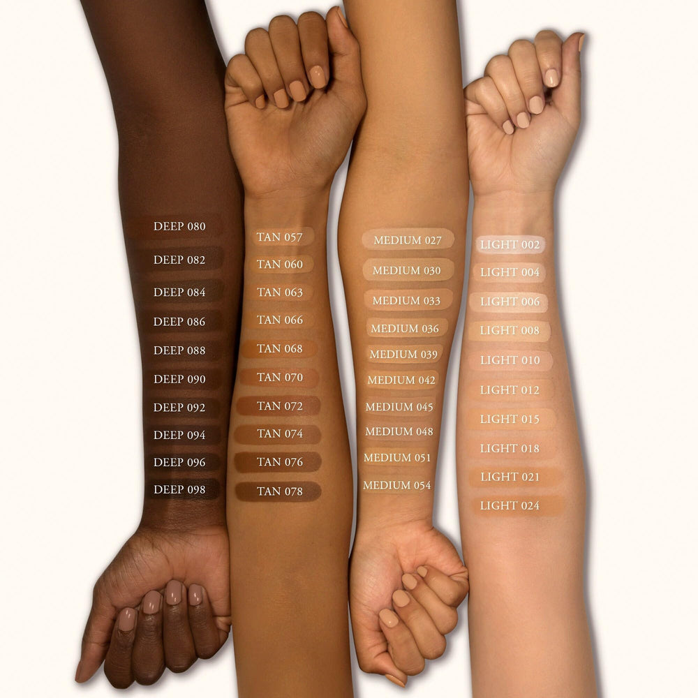 Kat Von D Good Apple foundation balm applied on cheek for even, lasting matte look.
