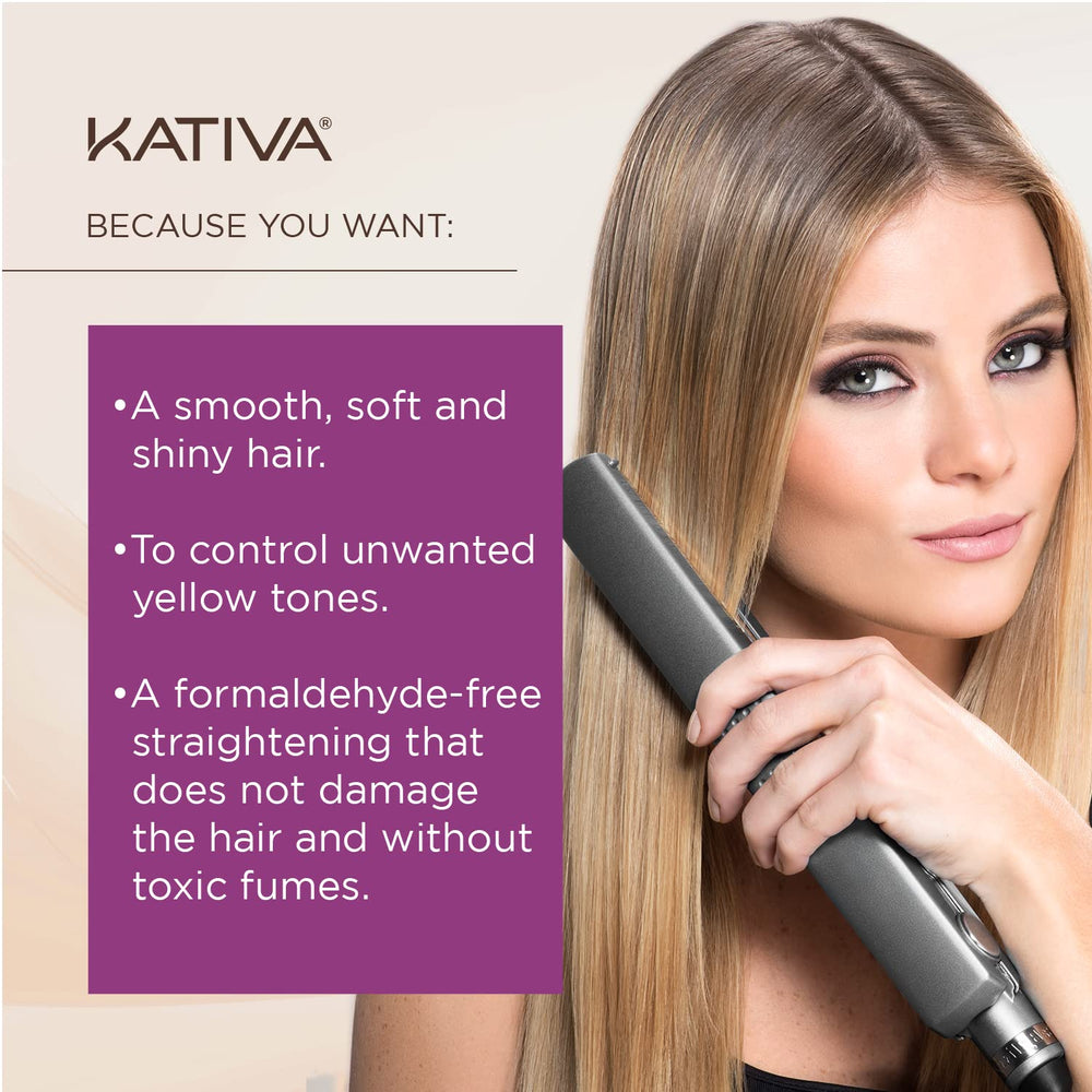 Kativa Conditioner bottle suggests hydration and softness after treatment.