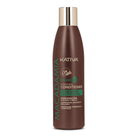 KATIVA Macadamia Hydrating Conditioner bottle pour for smooth, even application