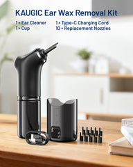KAUGIC ear basin and accessories organize your cleaning kit.