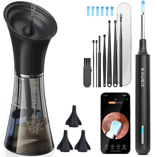 KAUGIC ear wax removal kit shows live camera view guiding precise cleaning