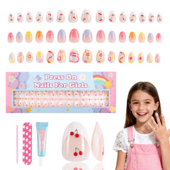 Kawyehu 90-piece kids press-on nails with playful patterns for easy party-ready nails