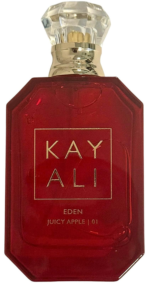 Kayali Eden Juicy Apple 01 bottle viewed from the front, ideal for everyday wear.