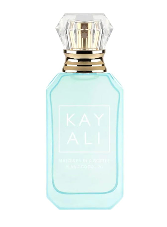 KAYALI Maldives in a Bottle Ylang Coco bottle front, ideal for everyday island-inspired fragrance.