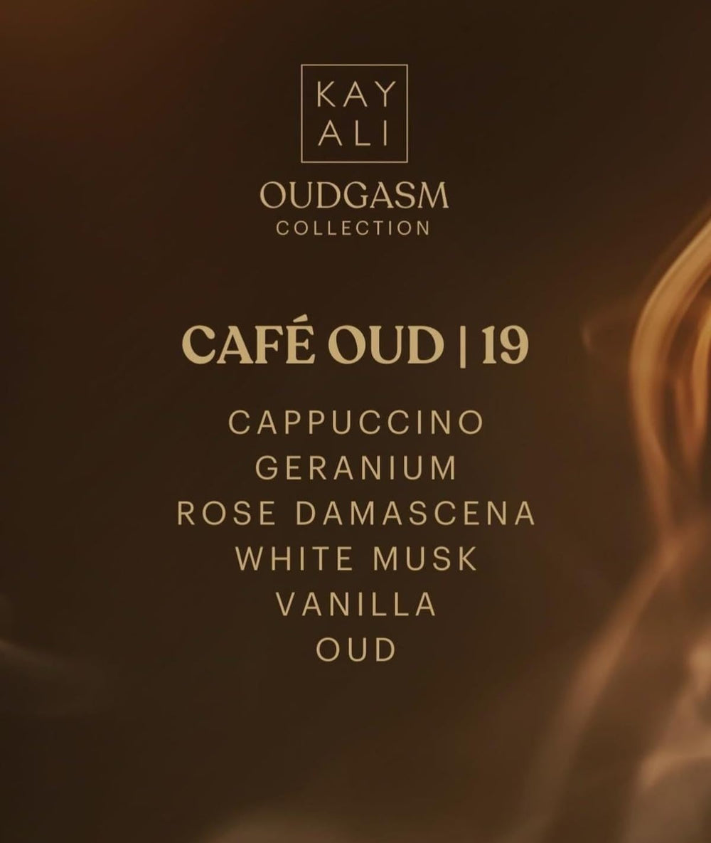 Kayali Oudgasm Café Oud cappuccino notes add creamy richness