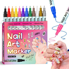 KAYLLE KT 12 color nail art pen set close-up for vibrant DIY manicures