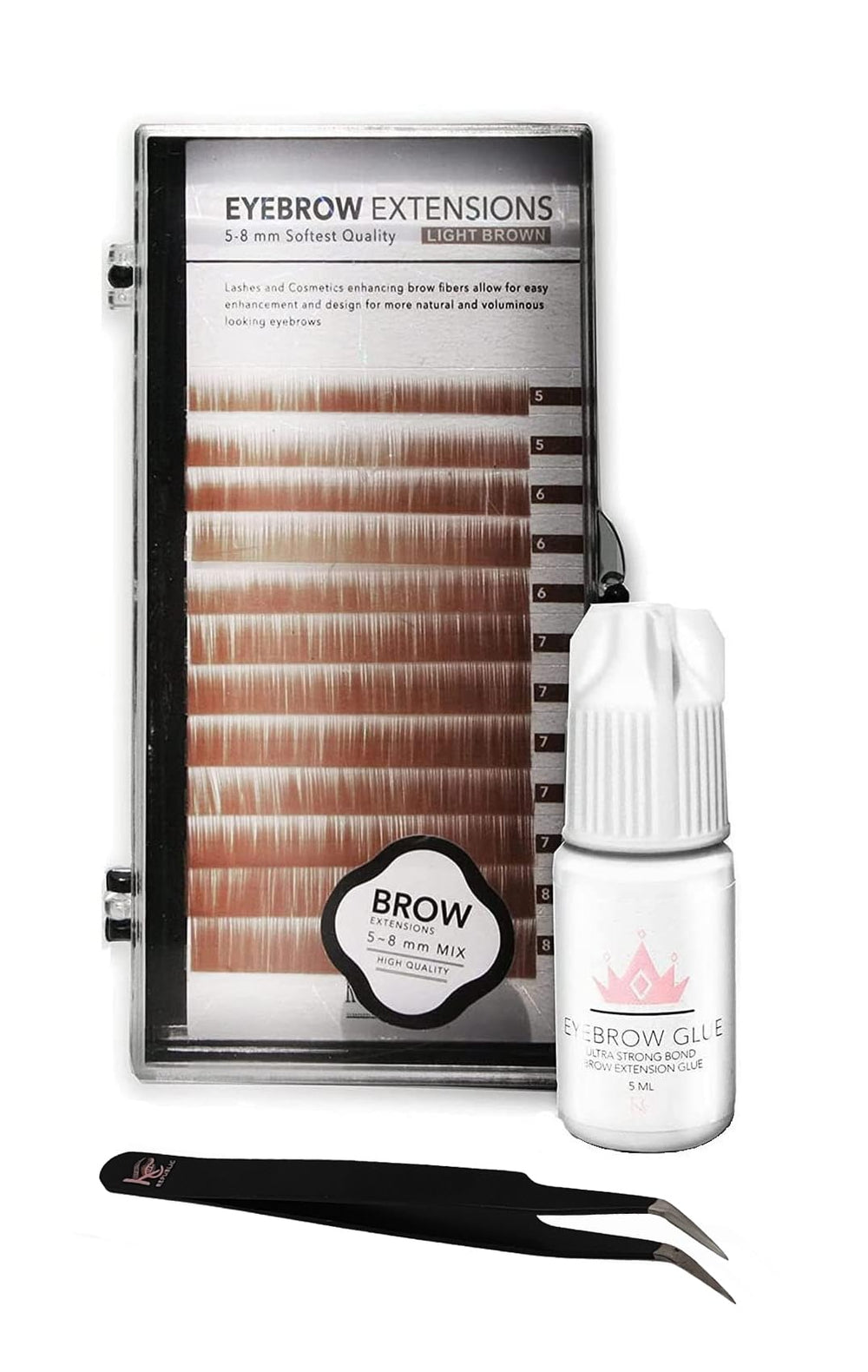 KC Republic mink brow extensions tray in blonde blend for natural fullness.