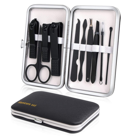 Keiby Citom manicure set with black travel case for portable nail care on the go