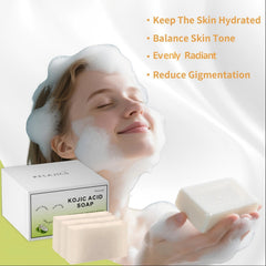 KELAJICS kojic soap bar after-use glow with hydrated appearance.