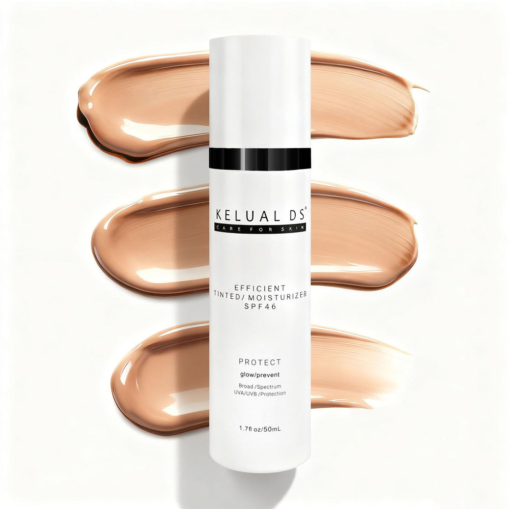 KELUAL DS tinted moisturizer bottle delivering sheer coverage for a natural glow.