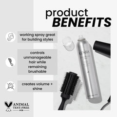 Kenra Artformation Spray 18 bottle application for fast-dry styling and quick resets.