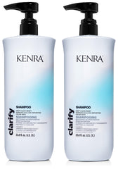 Kenra Clarify Shampoo bottle front showing a deep cleansing formula for all hair types.