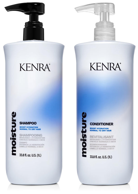 Kenra Moisture Shampoo bottle promotes hydrated, manageable hair.