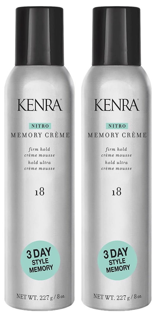 Kenra Nitro Memory Creme 18 mousse bottle offers smooth hold for all hair types.