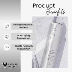 Kenra Platinum Dry Texture Spray bottle close-up highlighting lightweight formula