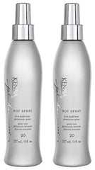 Kenra Platinum Hot Spray bottle demonstrating heat protection and vibrant shine.
