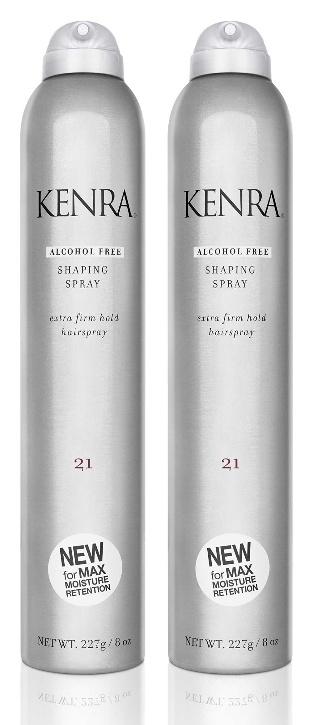 Kenra Shaping Spray 21 bottle front, alcohol-free formula supports moisture while you style.