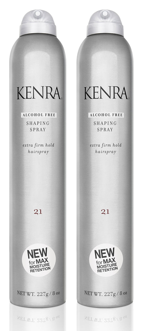 Kenra Shaping Spray 21 bottle front, alcohol-free formula supports moisture while you style.