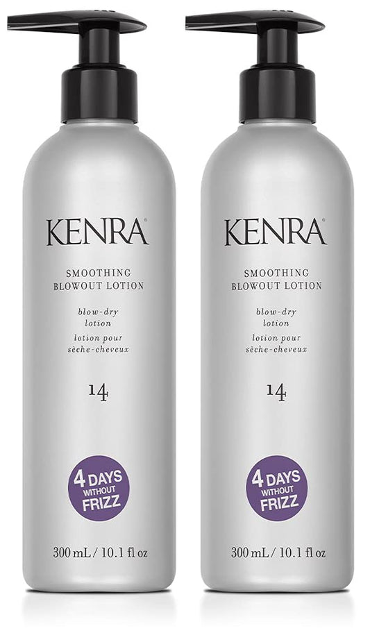 Kenra Smoothing Blowout Lotion 14 bottle pour enables precise application and frizz control.