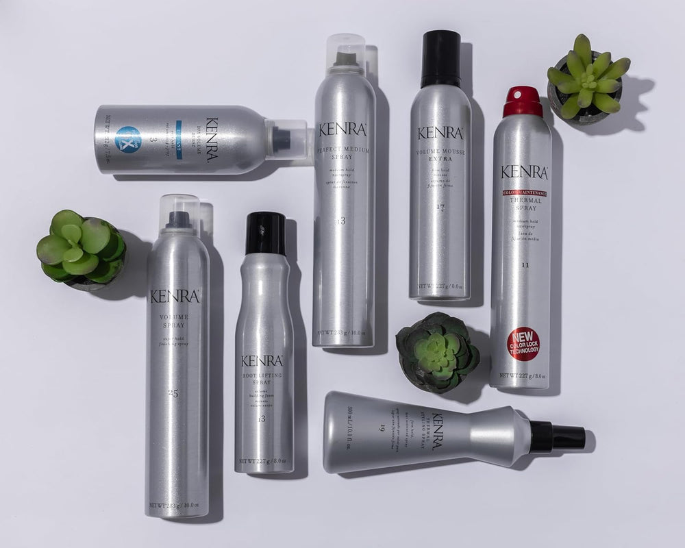 Kenra Thermal Styling Spray 19 adds fullness and shine for a polished finish