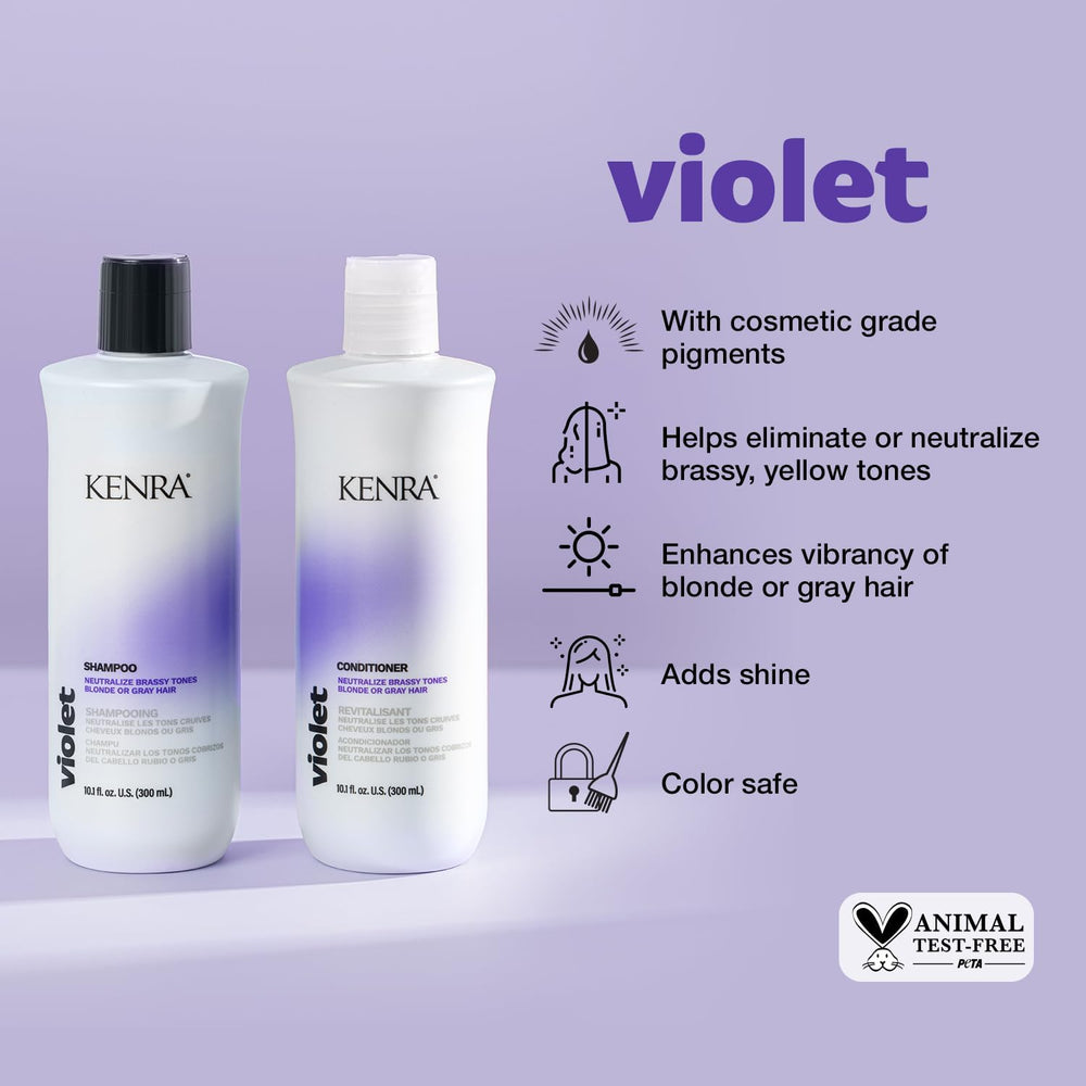 Kenra Violet Conditioner bottle highlights moisture and manageability for processed hair