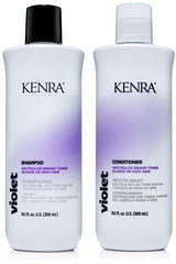 Kenra Violet Shampoo bottle shows vibrant color protection and brassy tone elimination for blonde or gray hair