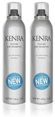 Kenra Volume Dry Shampoo bottle in a 2-pack ready for travel with oil absorption benefits
