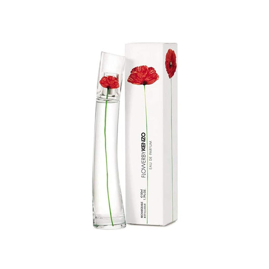 Kenzo Flower By Kenzo bottle-front view showcasing floral elegance, ideal for daily wear.