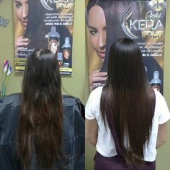 KERA FRUIT hair treatment visuals demonstrating hydration and natural shine.