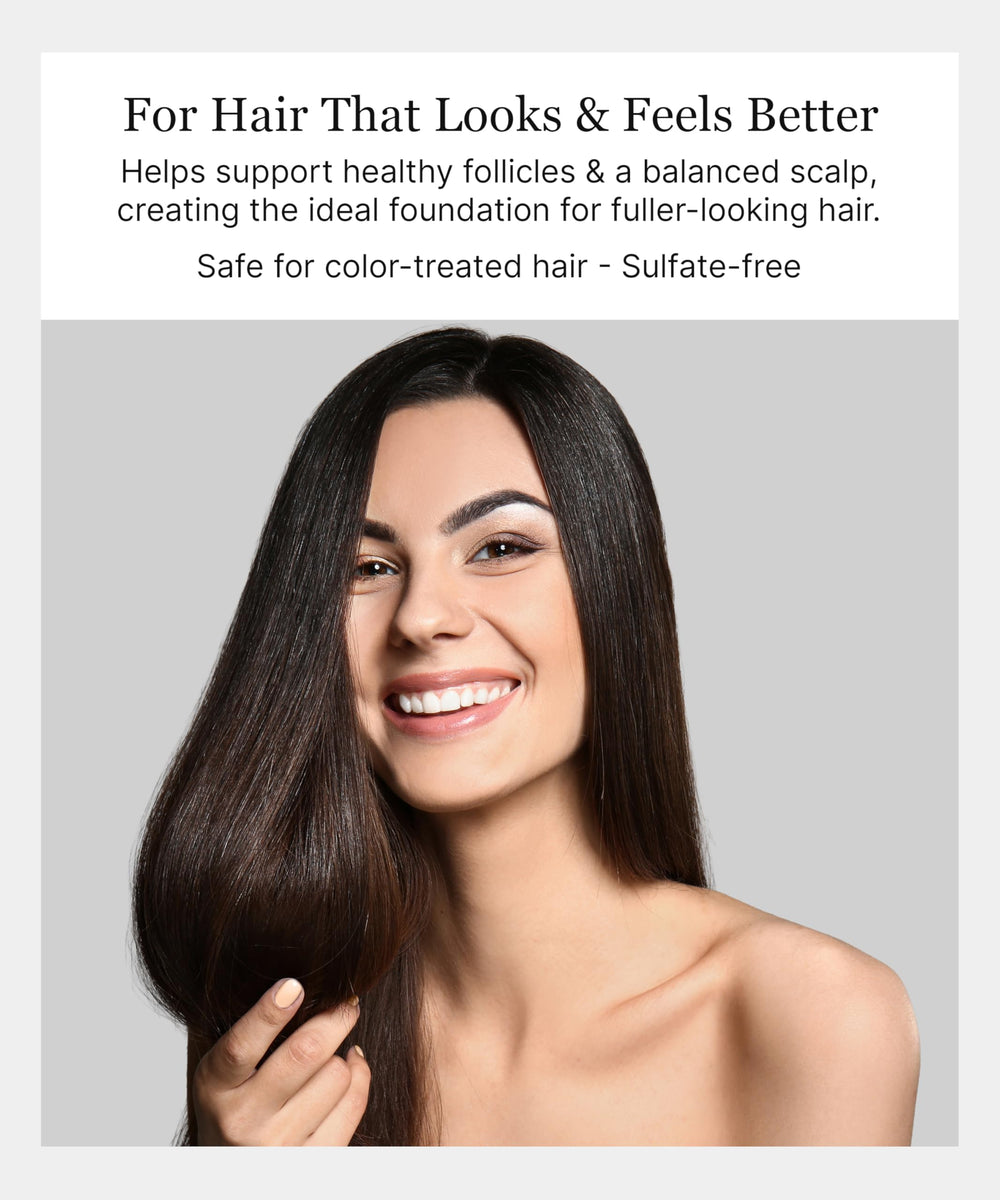 Keracell Invigorating Shampoo lather on scalp indicating gentle cleansing and revitalization