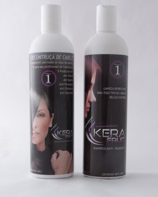 KERA FRUIT keratin kit shampoo bottle for smoother, more manageable hair.