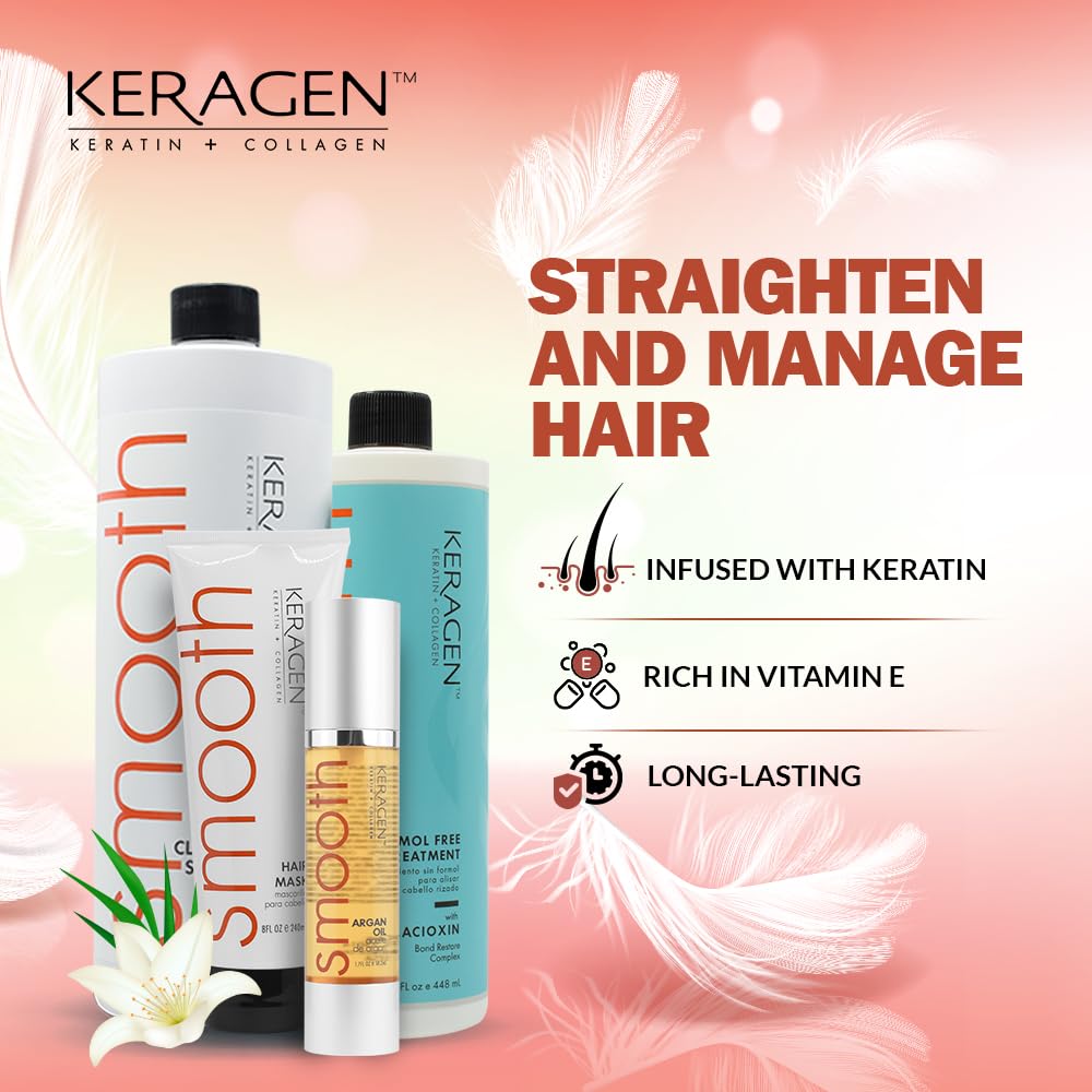 At-home Keragen blowout session showing smooth styling with a dryer