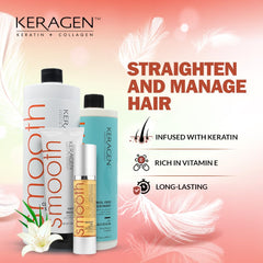 At-home Keragen blowout session showing smooth styling with a dryer