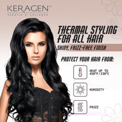 KERAGEN finish delivers shine with a frizz-free, smooth look after heat styling.