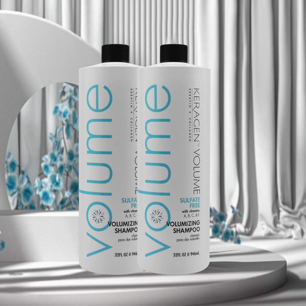 KERAGEN Volumizing Shampoo foam lather ready for cleansing and even distribution.