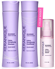 Keranique Color-Treated Shampoo bottle highlighting color protection and vibrant shade.