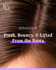 Keranique conditioner dispensing pump ready for lightweight conditioning on thinning hair.