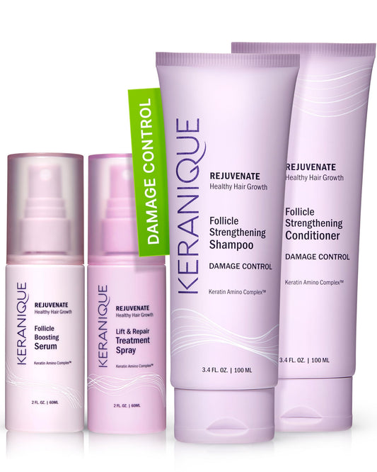 Keranique Damage Control Set shampoo bottle for damaged hair with color‑treated care