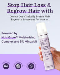 Keranique Minoxidil foam applied to scalp for thinning support