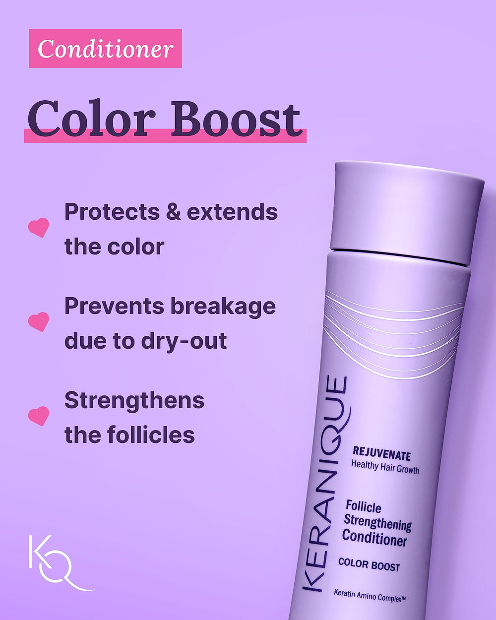 Keranique Thickening Spray bottle demonstrating instant lift for fuller-looking hair.