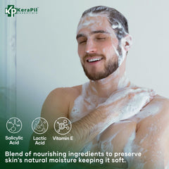 KERAPIL Bacterinyl Tea Tree Oil Body Wash targets fungal-prone areas