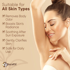 KERAPIL exfoliating body wash 16-ounce packaging displayed on shelf.