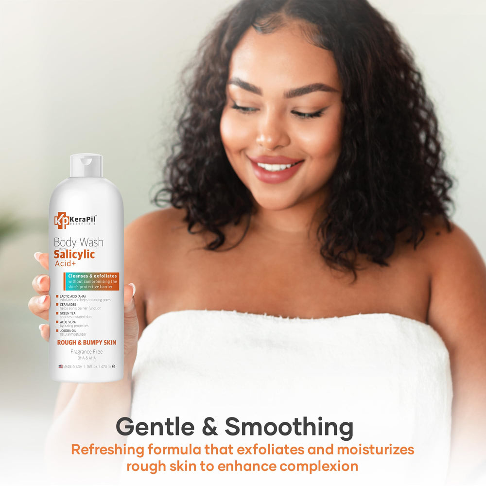 KERAPIL Salicylic Acid Body Wash rich lather forming on skin