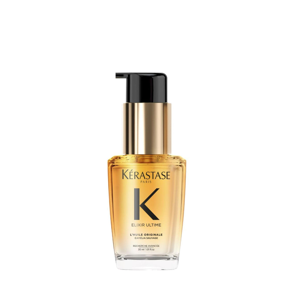 KÉRASTASE Elixir Ultime refillable bottle close-up highlighting radiant shine